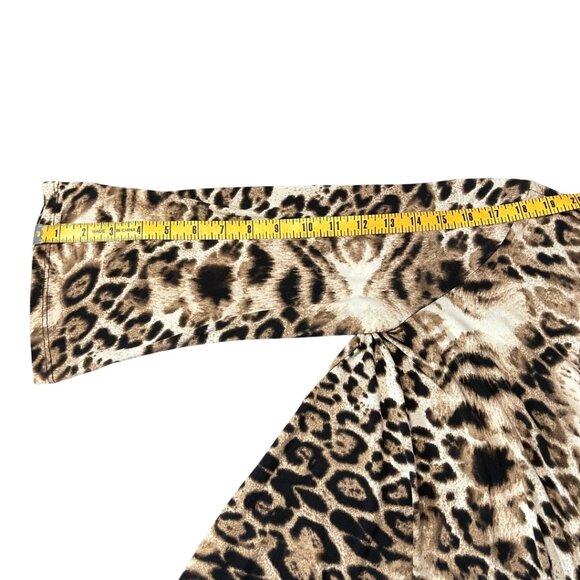 Clara Sunwoo Mixed Animal Print Top Size L Black Knotted Stretch Knit Blouse - Picture 11 of 11